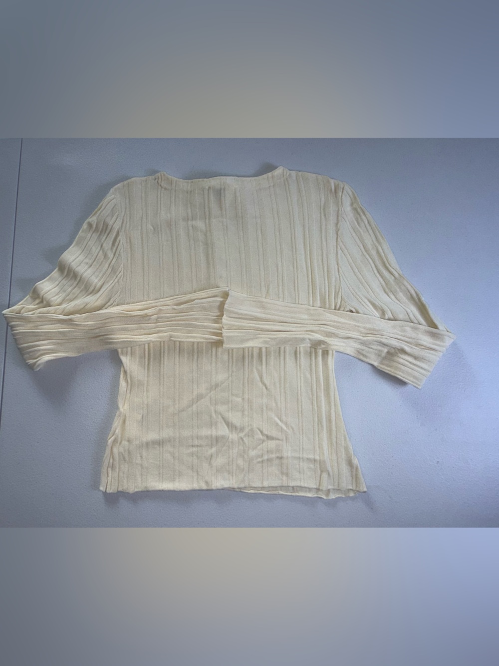 DISSH Cream Ribbed Button Front Long Sleeve Top Size M Cottagecore - Picture 5 of 8